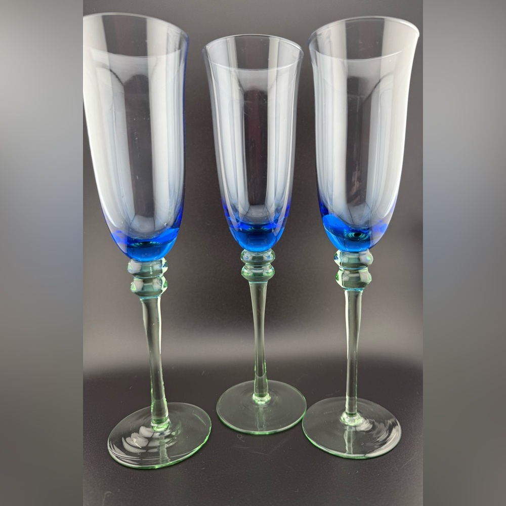 3 Crate&Barrel discontinued champagne flutes. 7.5oz